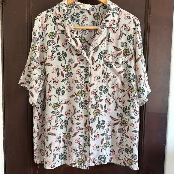 Boden Tops - BODEN | Silk Floral Pajama Style Button Down Short Sleeve Top |  Size16/18